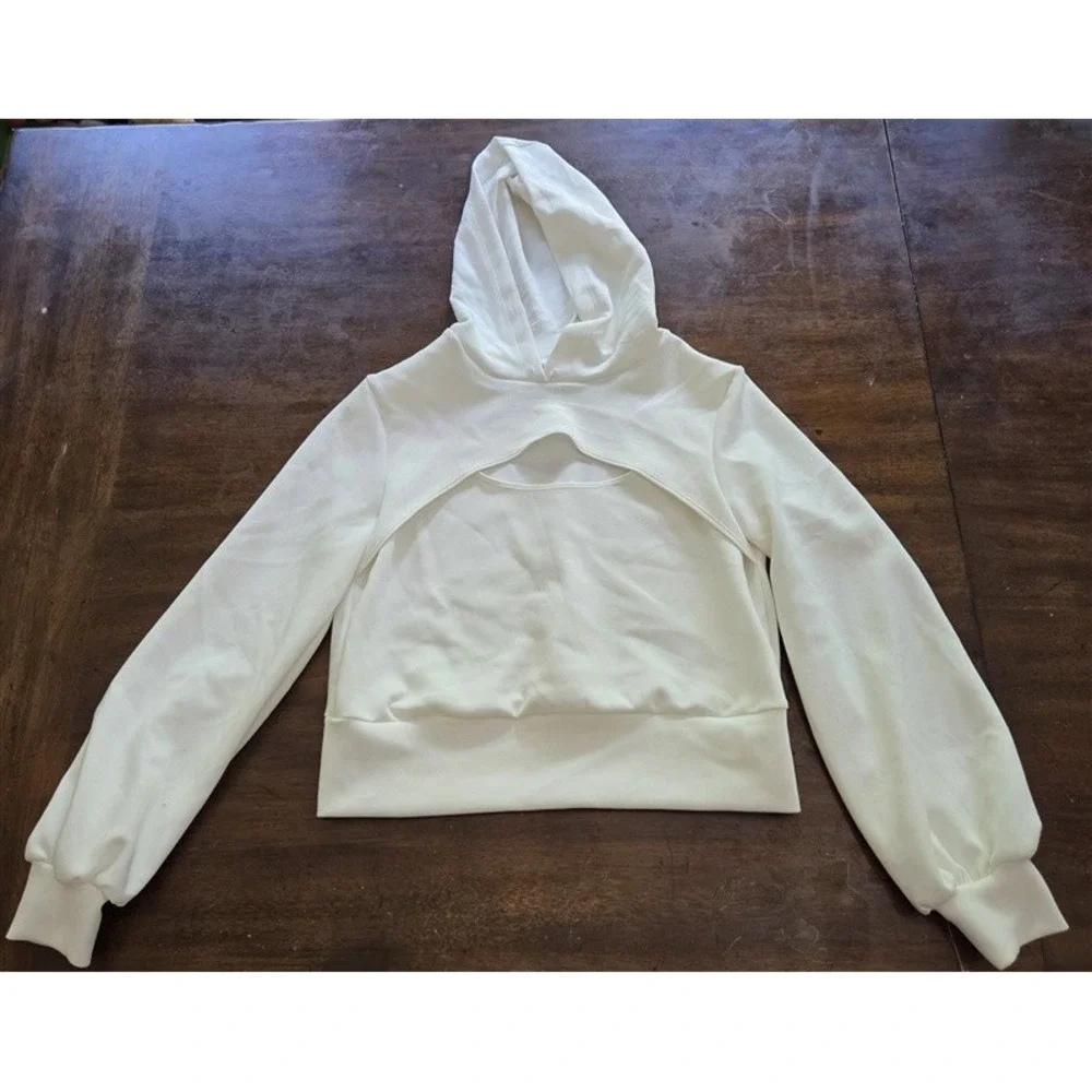 NWOTD Lanston SM Cut Out Cropped Hoodie White 127045 - Picture 1 of 6
